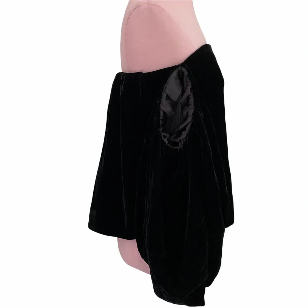 Free People Black Off-Shoulder Velvet Peasant Top